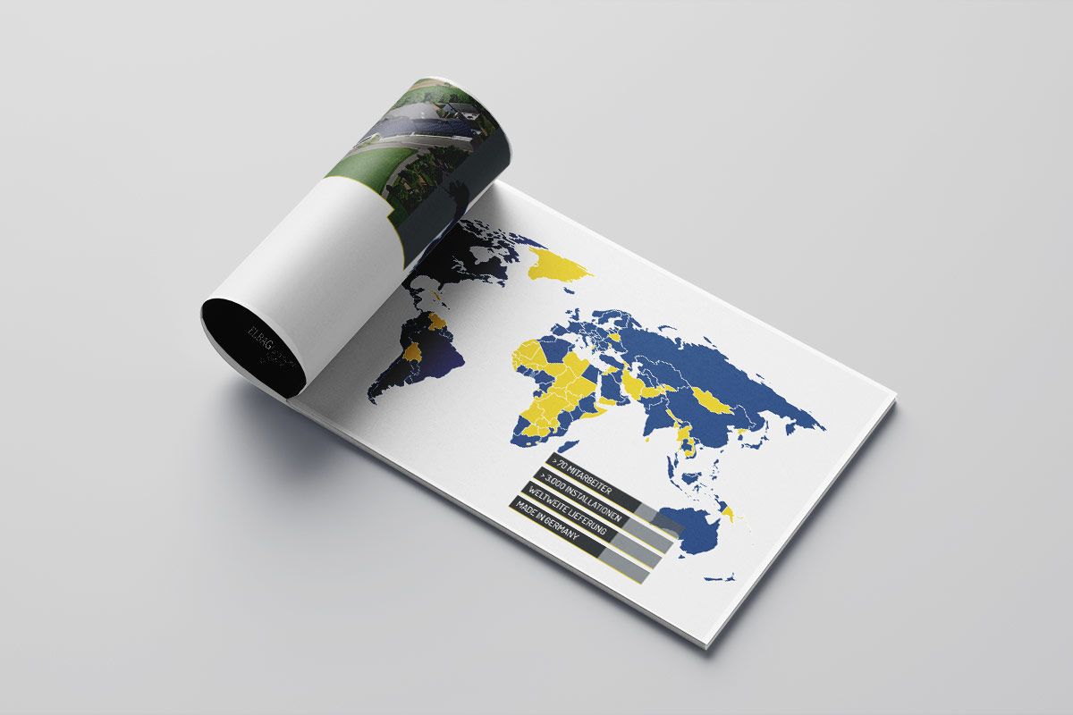 ELBAG Energietechnik image brochure, interior pages and illustrations designed by WOA advertising agency