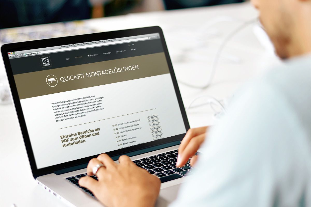 Web design for the homepage of Aerolux GmbH as a reference of the WOA web design agency