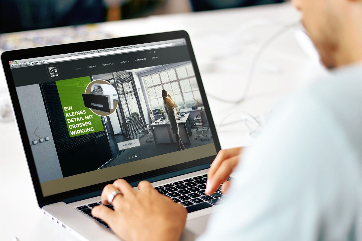 Web design for the homepage of Aerolux GmbH as a reference of the WOA web design agency