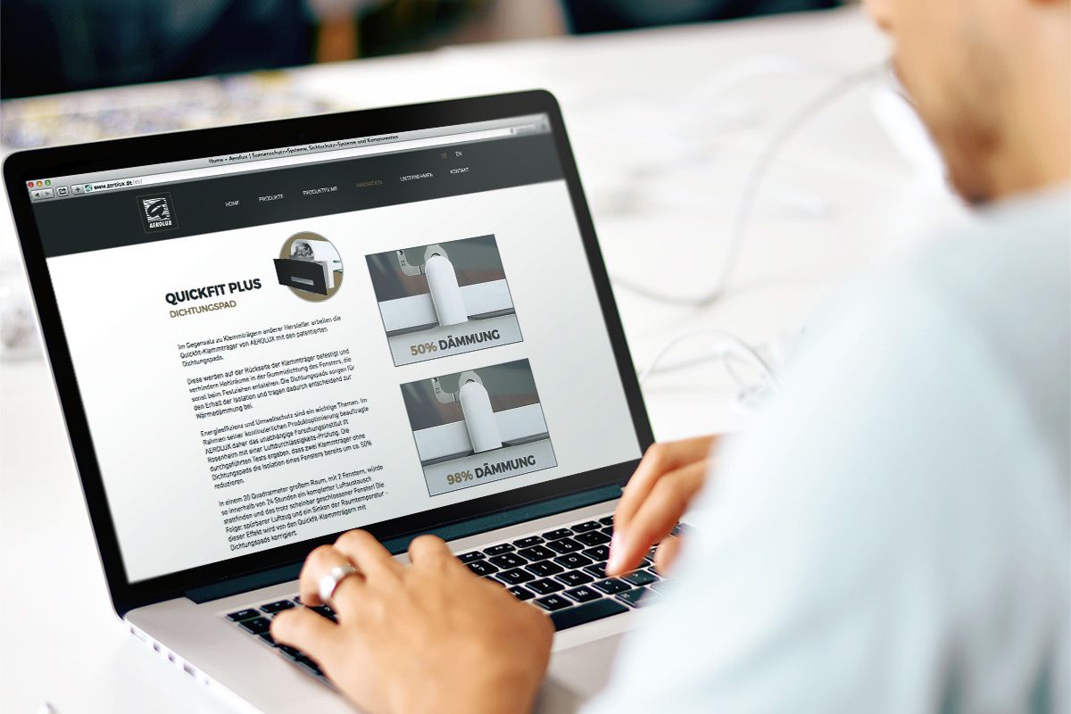 Web design for the homepage of Aerolux GmbH as a reference of the WOA web design agency