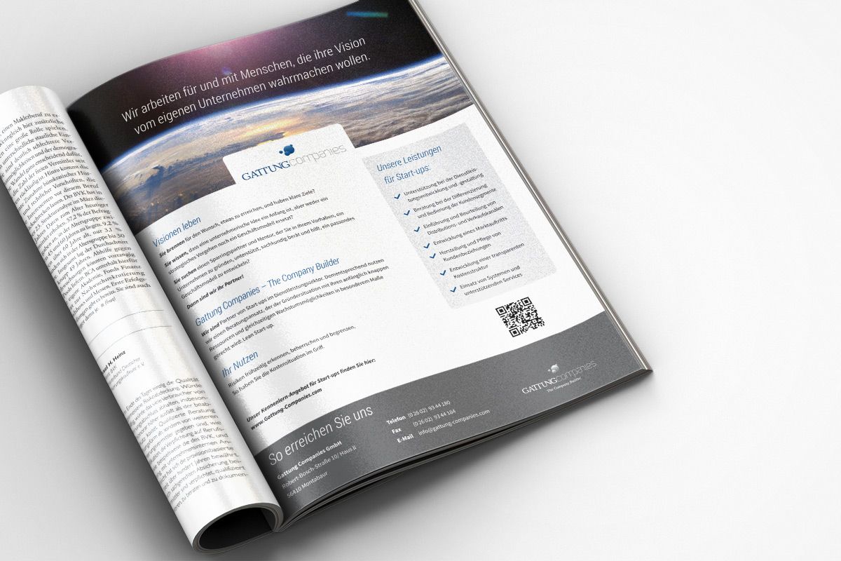 Image ad for Gattung Companies GmbH is a creation and reference of WOA Design Agency