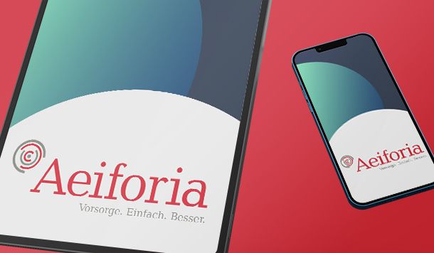 The corporate design and logo for Aeiforia GmbH is a creation and reference of the WOA design agency.