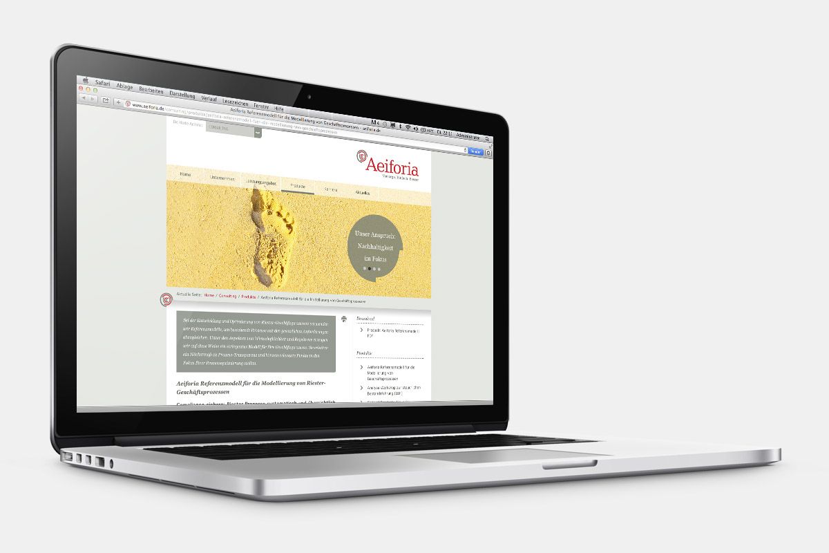 The homepage for Aeiforia GmbH is a creation and reference of WOA Webdesign Agency.