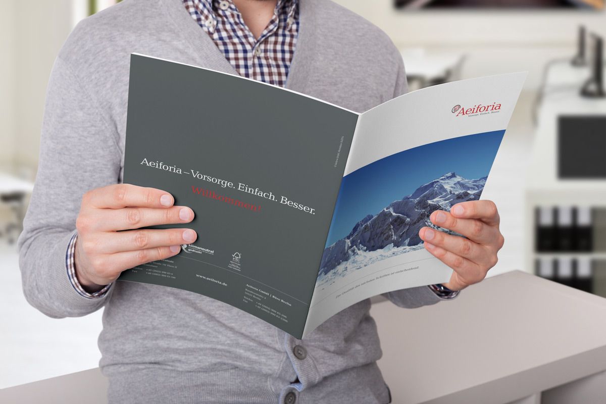 The image brochure for Aeiforia GmbH is a creation and reference of the WOA design agency.